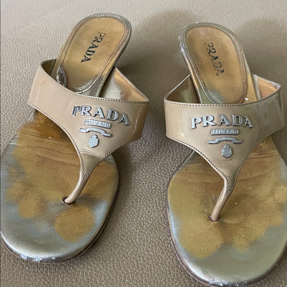 Prada Women's Beige Leather Sandals